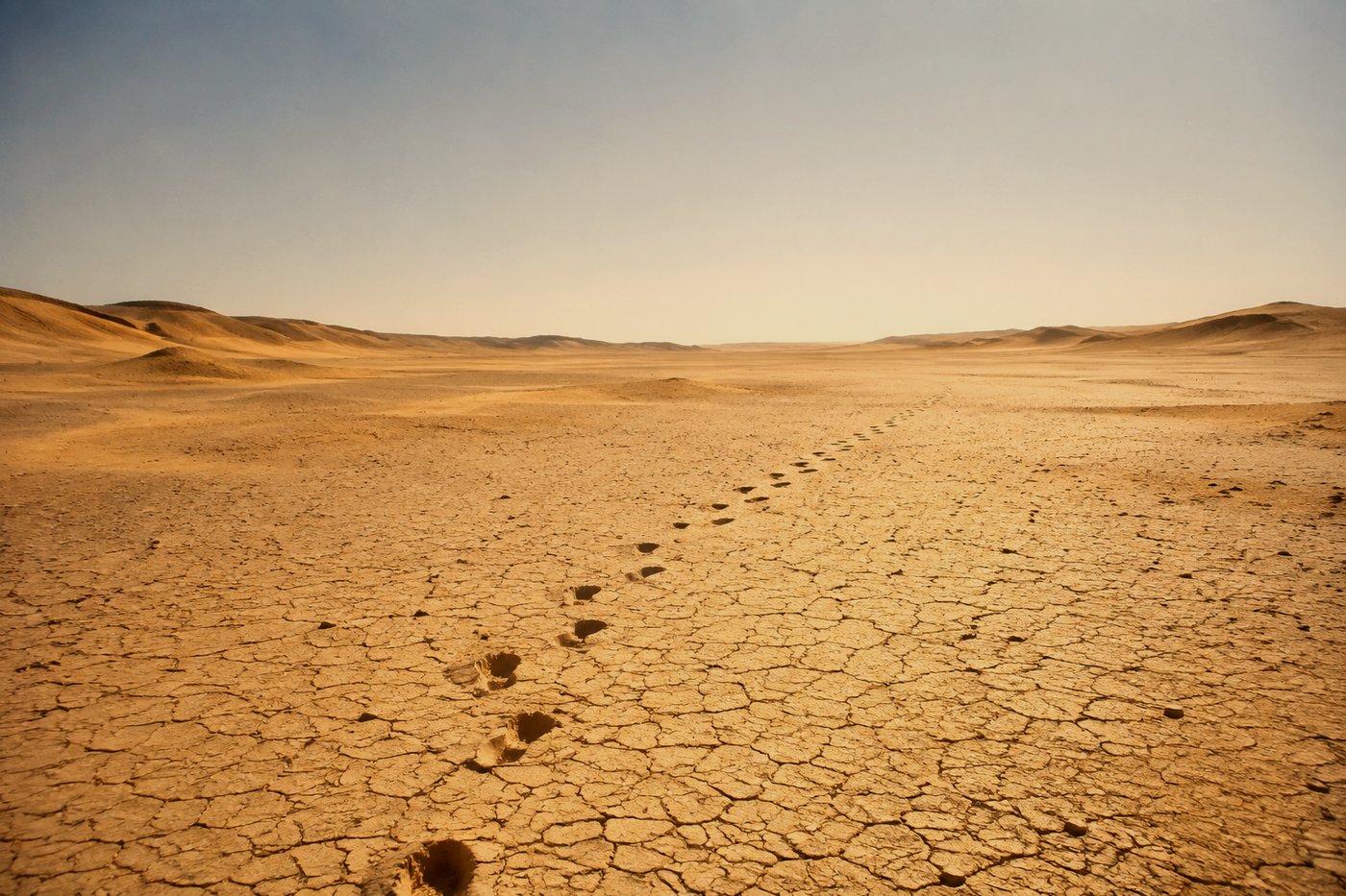 O deserto entre a Judeia e a Babilônia, seco e vazio até o horizonte
